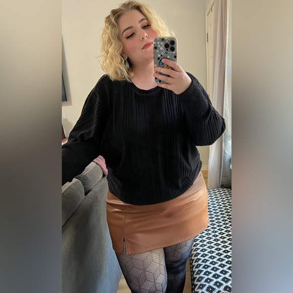 Brown Faux Leather Skirt (Skort) - Picture 3 of 4